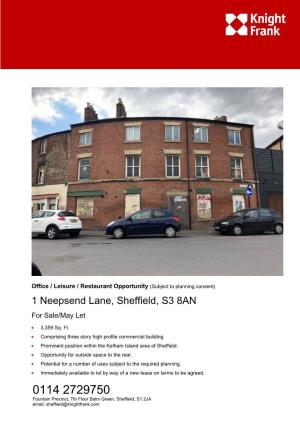 1 Neepsend Lane, Sheffield, S3 8AN for Sale/May Let