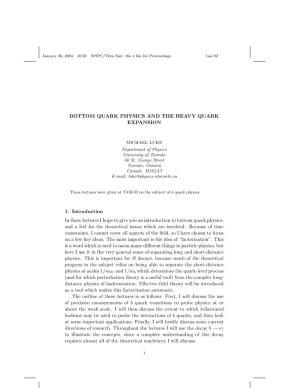 Bottom Quark Physics and the Heavy Quark Expansion
