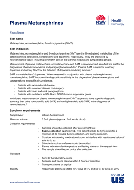 Plasma Metanephrines