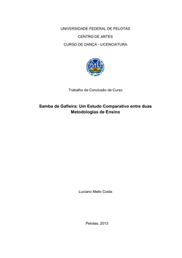 Samba De Gafieira: Um Estudo Comparativo Entre Duas Metodologias De Ensino