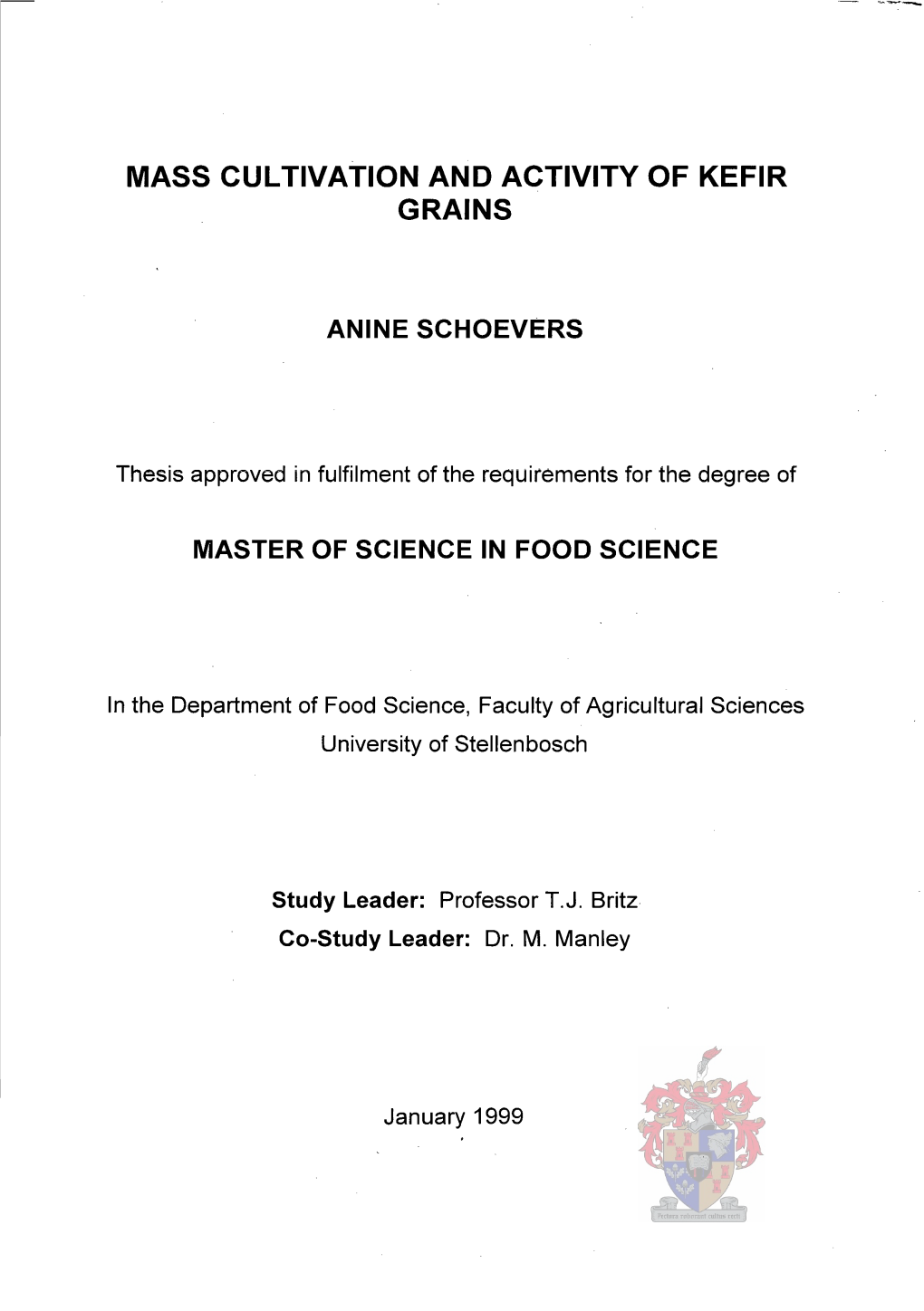 Mass Cultivation and Activity of Kefir Grains