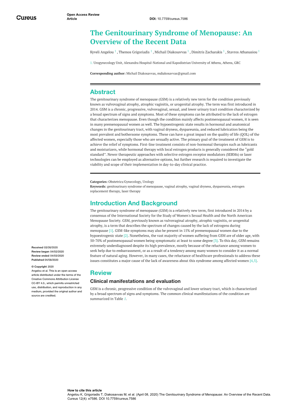 The Genitourinary Syndrome of Menopause: an Overview of the Recent Data