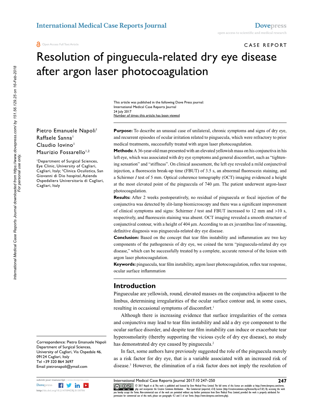 Resolution of Pinguecula-Related Dry Eye Disease After Argon Laser Photocoagulation