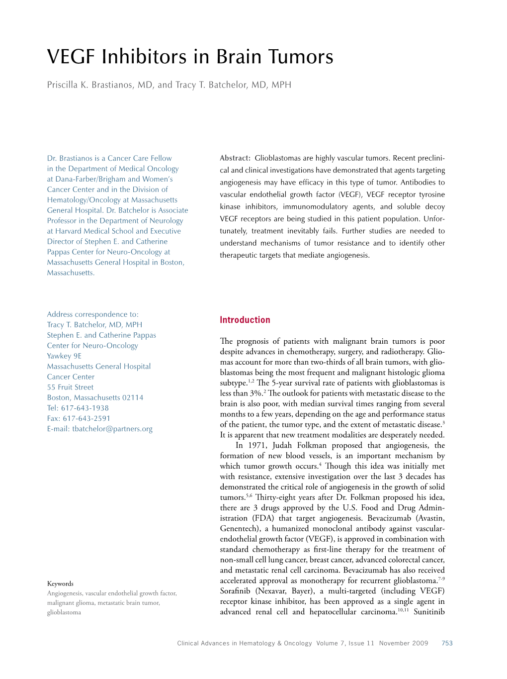 VEGF Inhibitors in Brain Tumors