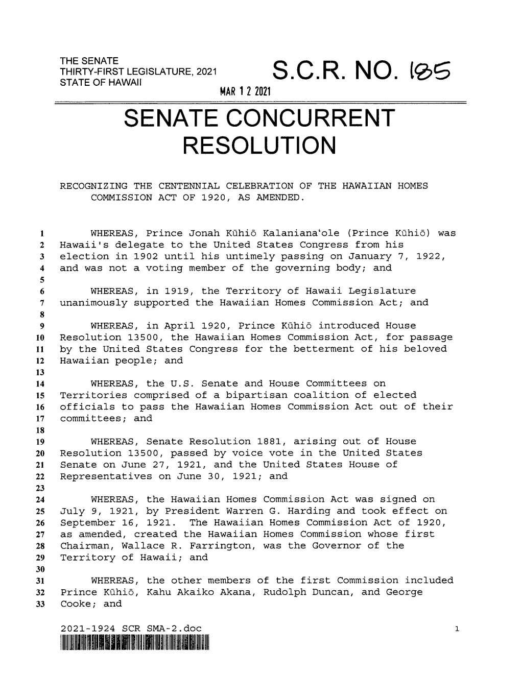 Senate Concurrent Resolution