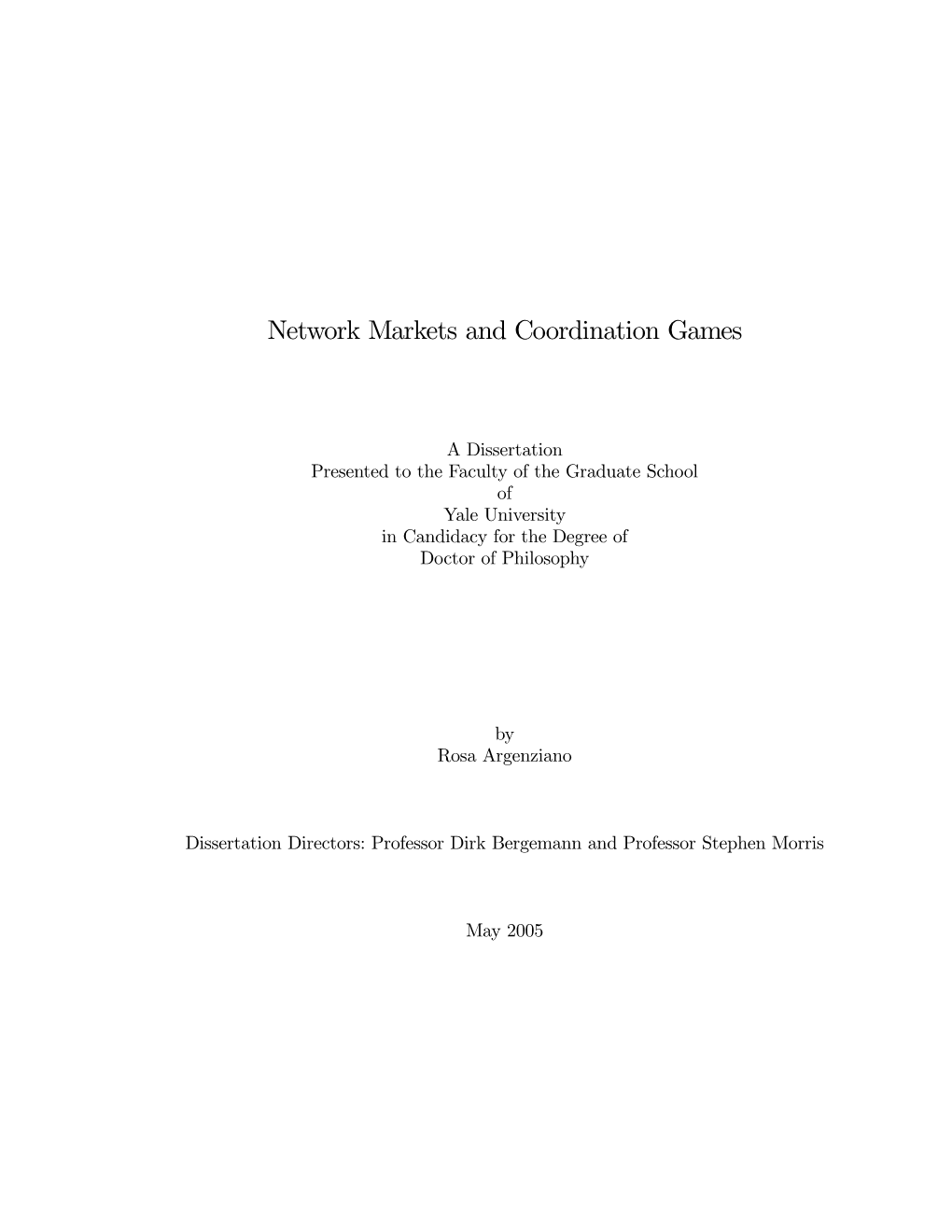 Network Markets and Coordination Games