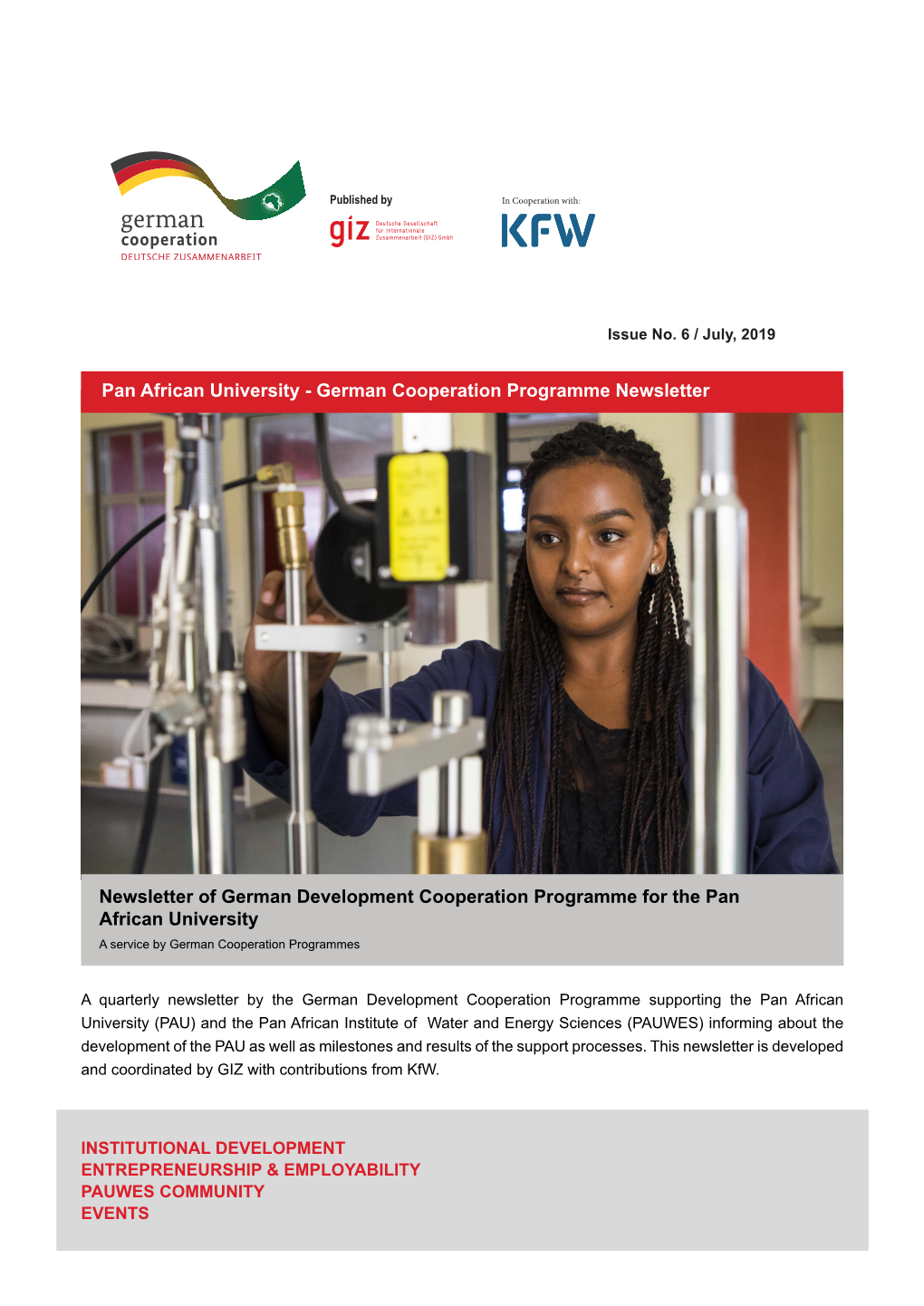 Pan African University - German Cooperation Programme Newsletter