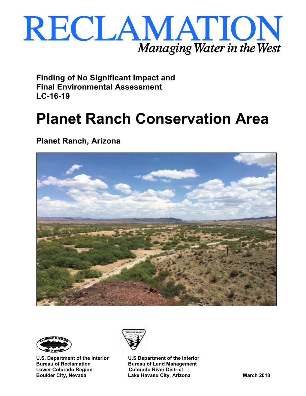 Planet Ranch Conservation Area EA and FONSI