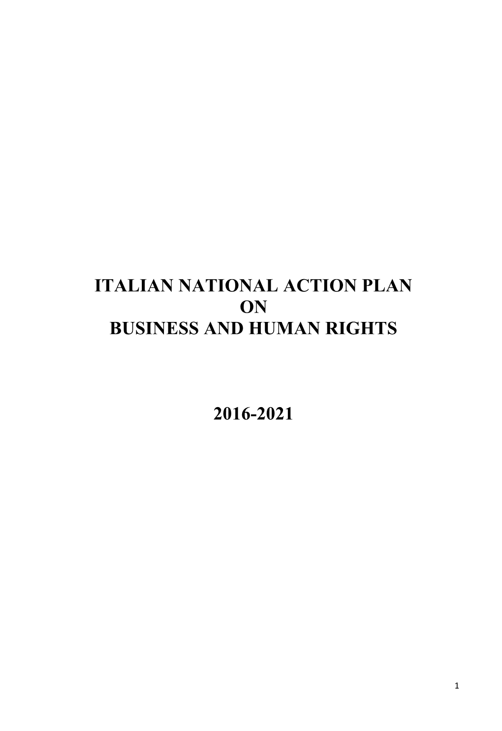 Italian National Action Plan on Business and Human Rights