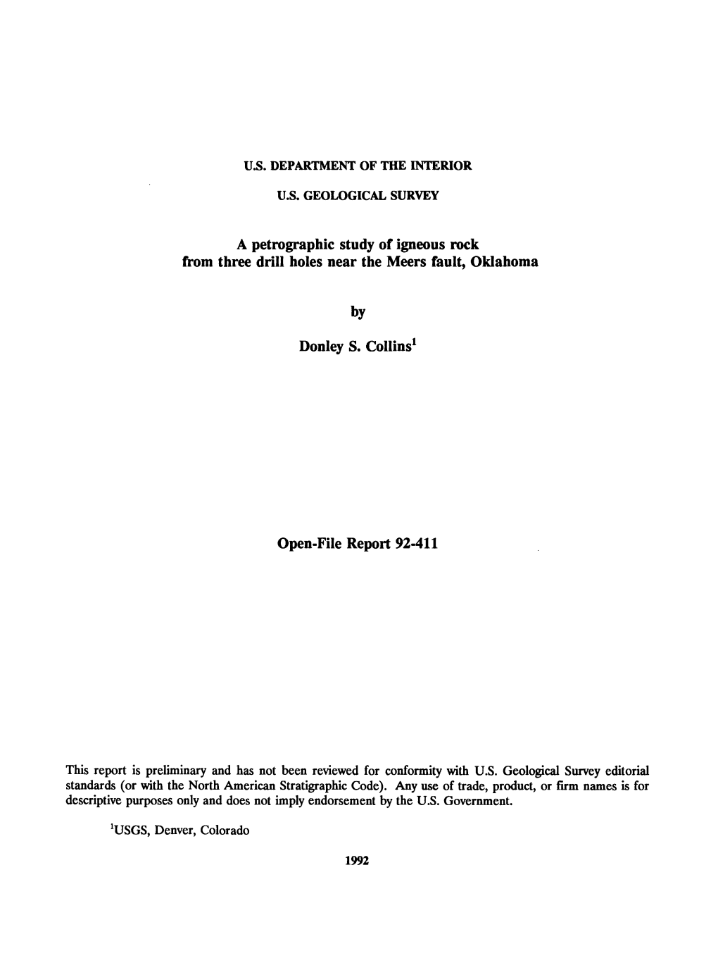 A Petrographic Study of Igneous Rock from Three Drill Holes Near the Meers Fault, Oklahoma