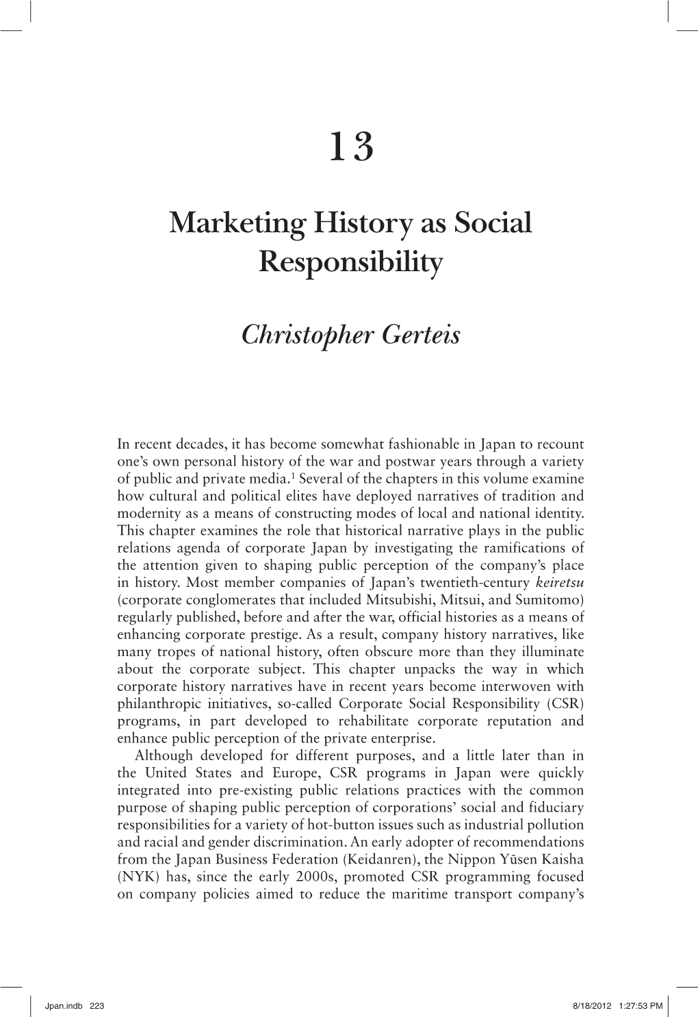 Marketing History As Social Responsibility