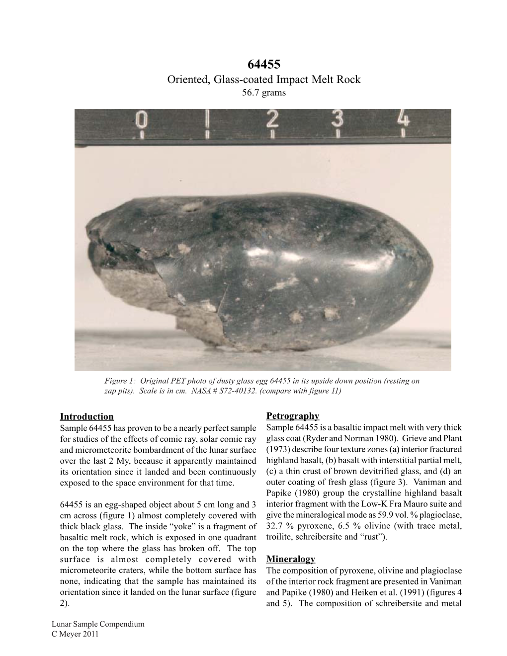 64455 Oriented, Glass-Coated Impact Melt Rock 56.7 Grams