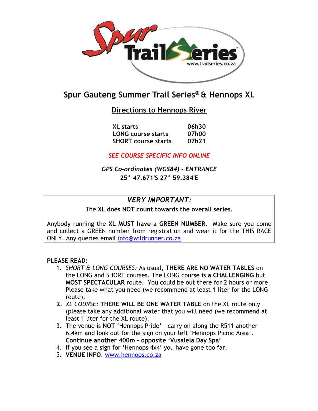 Spur Gauteng Summer Trail Series® & Hennops XL