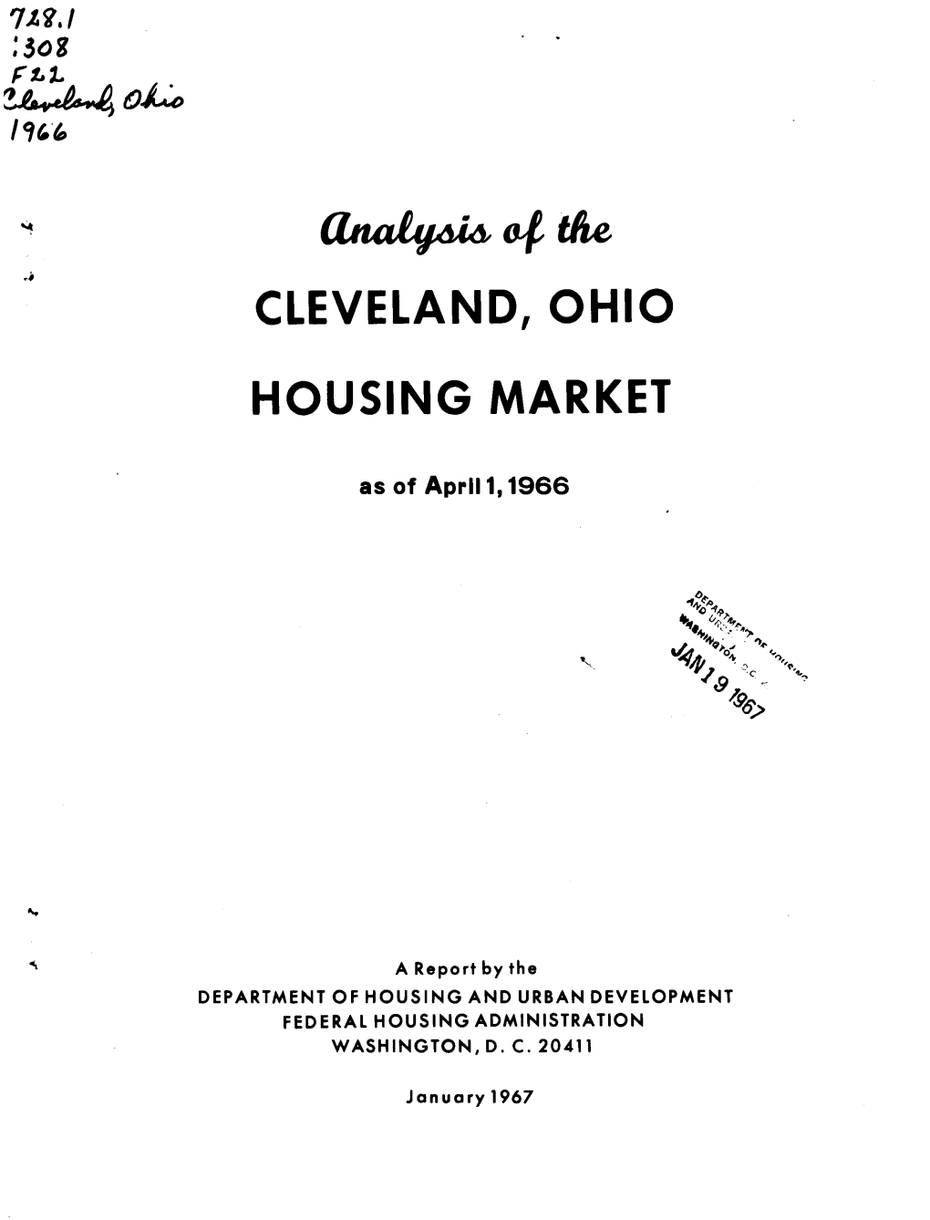 Analaysis of the Cleveland Ohio Housing Market As of April 1 1966