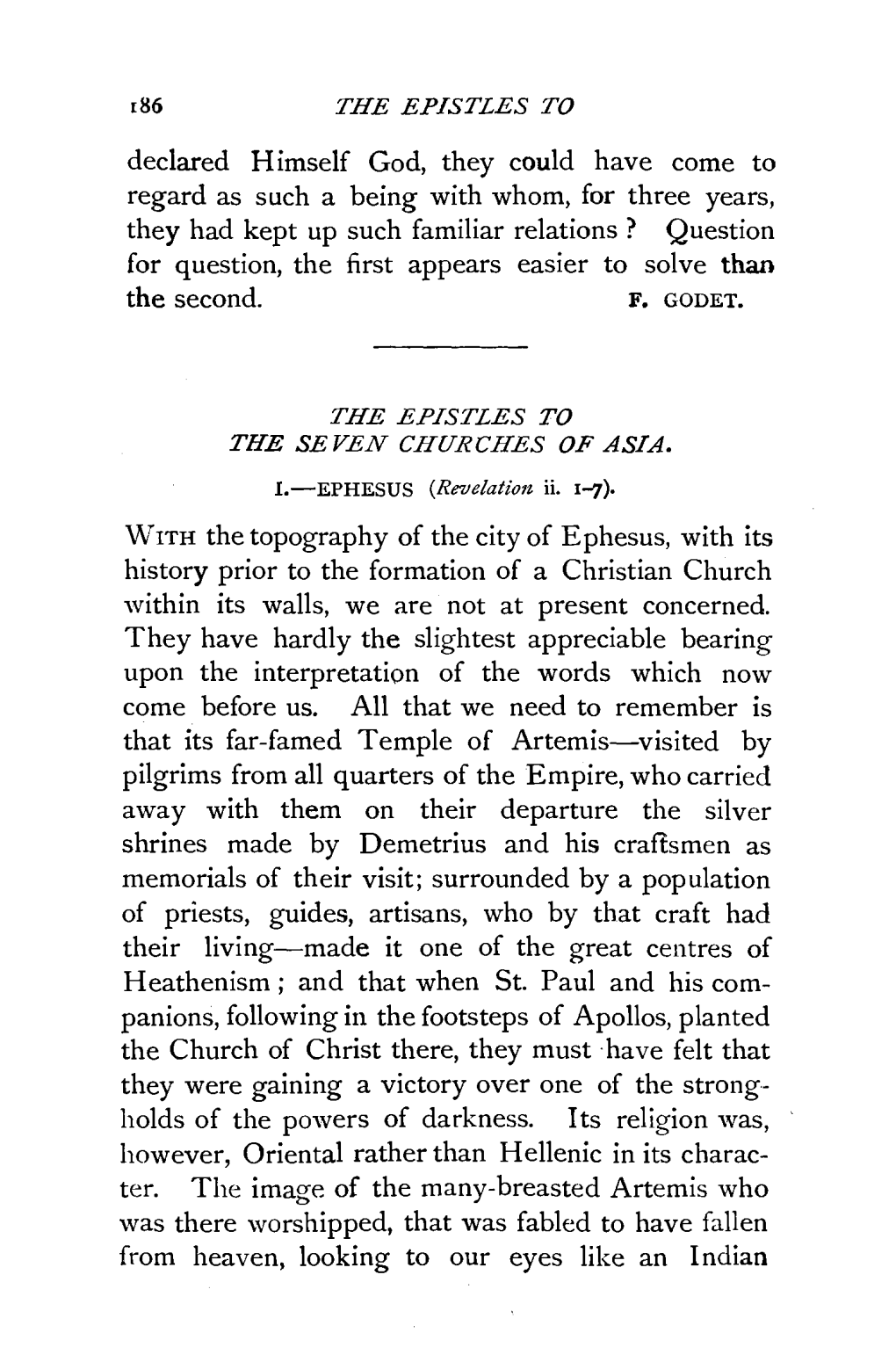 The Epistles to the Seven Churches of Asia. I. Ephesus (Revelation Ii