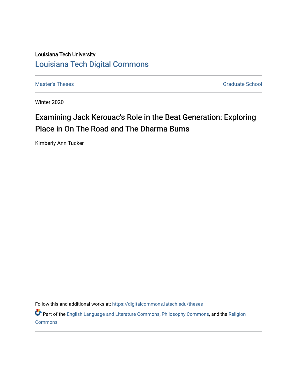 Examining Jack Kerouac's Role in the Beat Generation: Exploring Place in on the Road and the Dharma Bums