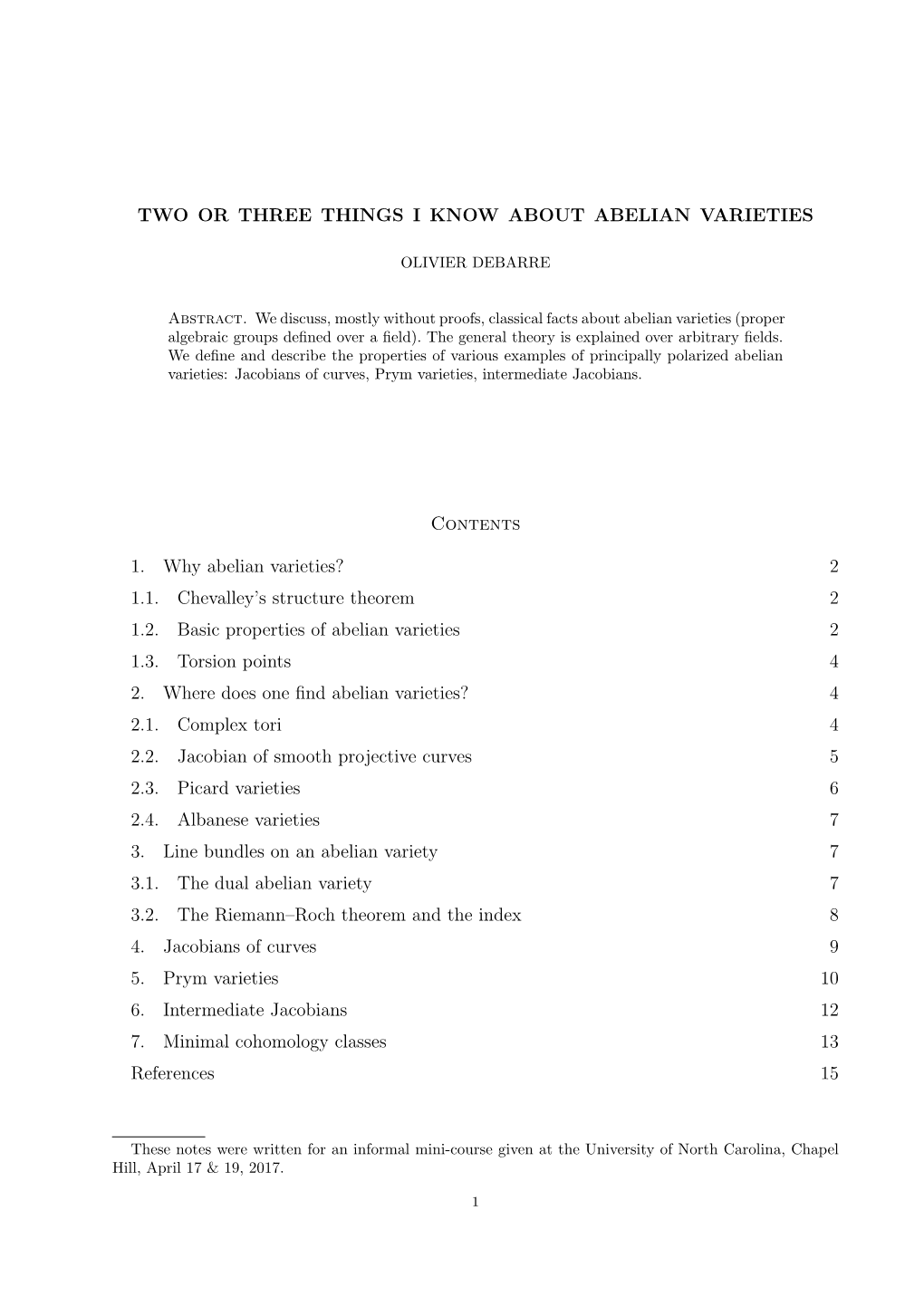 Two Or Three Things I Know About Abelian Varieties