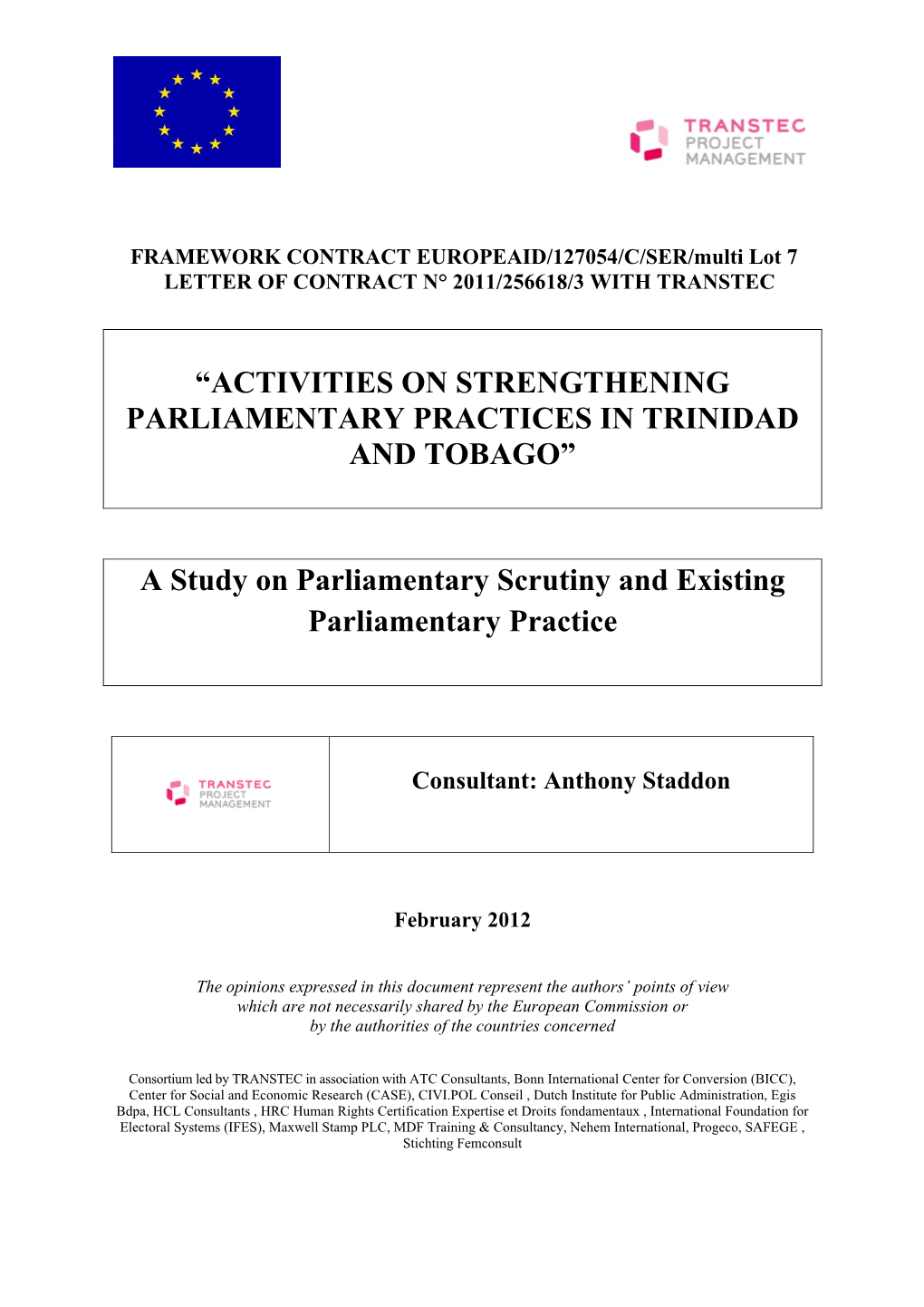 Strengthening Parliamentary Practices in Trinidad and Tobago”