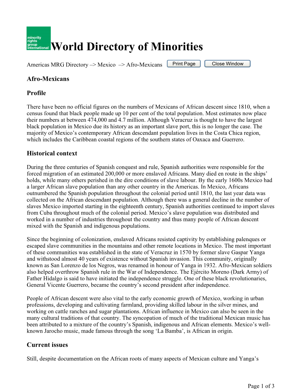 World Directory of Minorities