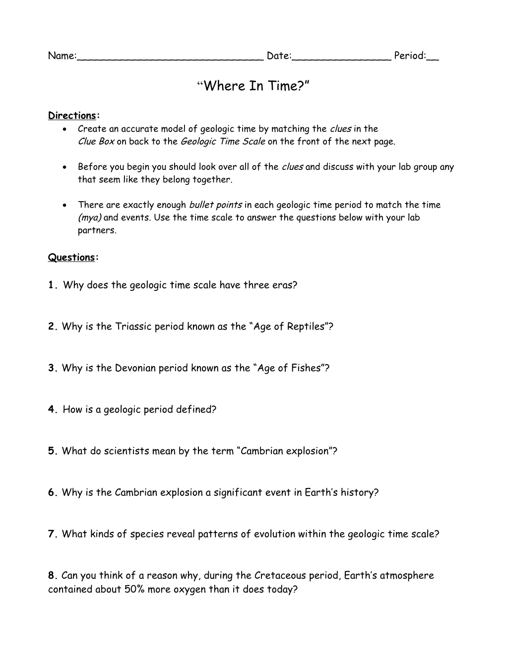 Create an Accurate Model of Geologic Time by Matching the Clues in The