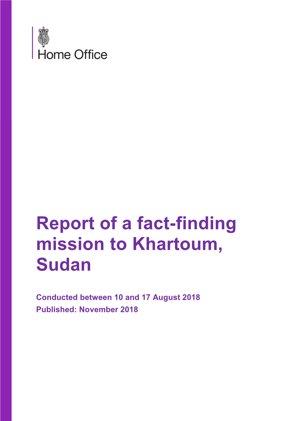 Report of a Fact-Finding Mission to Khartoum, Sudan