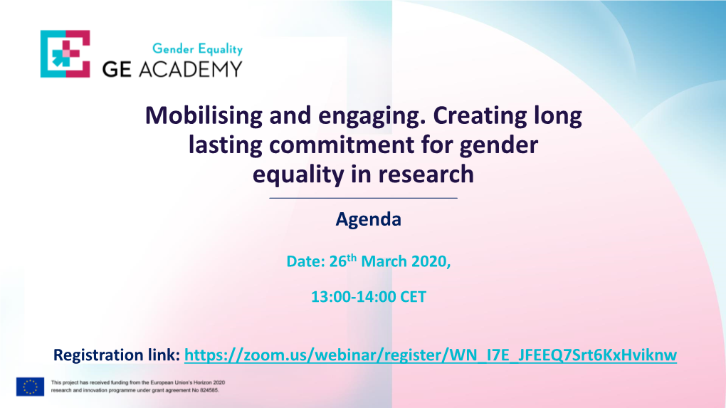 Mobilising and Engaging Creating Long Lasting Commitment for Gender