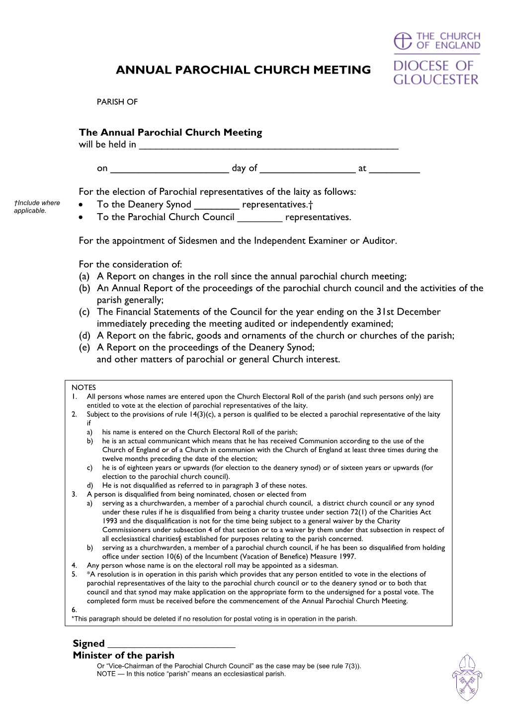 Annual Parochial Church Meeting