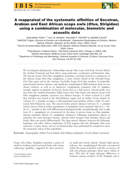 A Reappraisal of the Systematic Affinities of Socotran, Arabian And