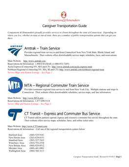 Regional Commuter Train Service CT Transit