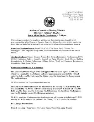 Advisory Committee Minutes February 11, 2021
