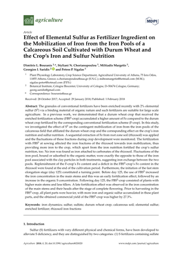 Effect of Elemental Sulfur As Fertilizer Ingredient on the Mobilization Of