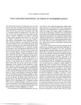 Two Safavid Paintings: an Essay in Interpretation