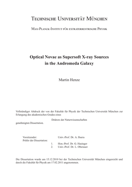 Optical Novae As Supersoft X-Ray Sources in the Andromeda Galaxy