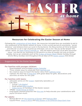 Resources for Celebrating the Easter Season at Home