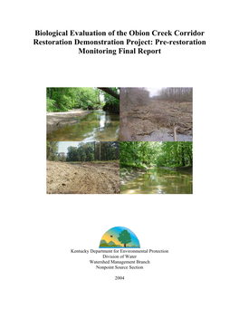 Biological Evaluation of the Obion Creek Corridor Restoration Demonstration Project: Pre-Restoration Monitoring Final Report