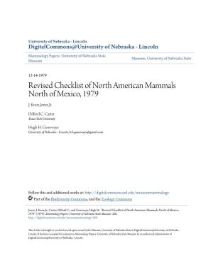 Revised Checklist of North American Mammals North of Mexico, 1979 J