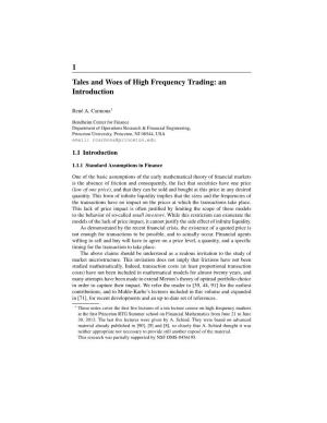 1 Tales and Woes of High Frequency Trading: an Introduction