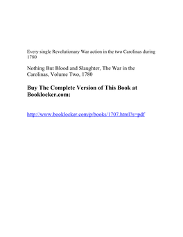 Nothing but Blood and Slaughter, the War in the Carolinas, Volume Two, 1780