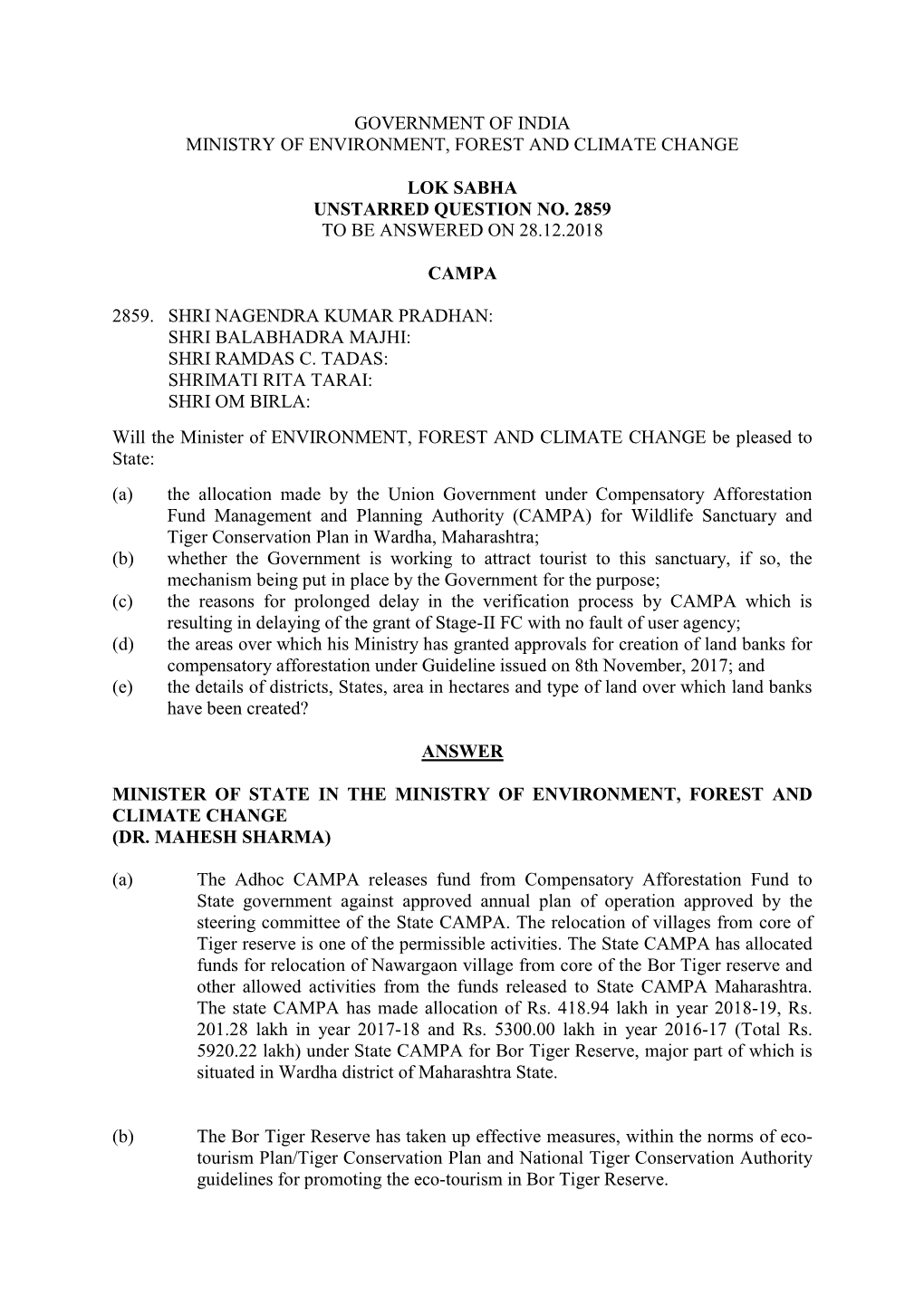 Government of India Ministry of Environment, Forest and Climate Change ...