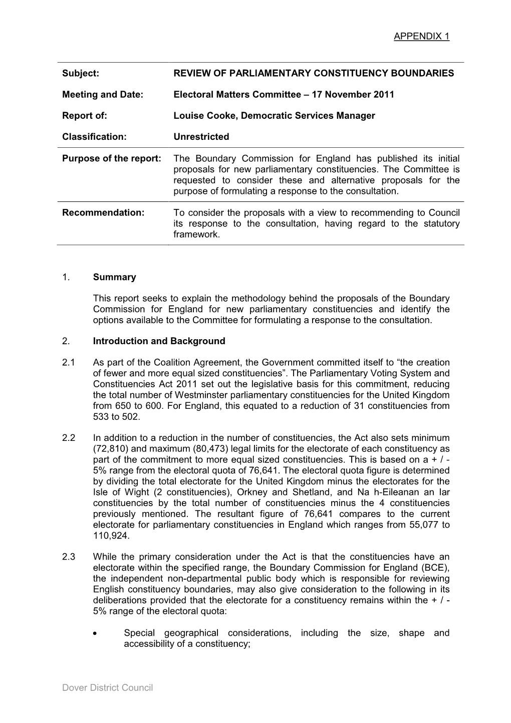 Electoral Matters Committee – 17 November 2011