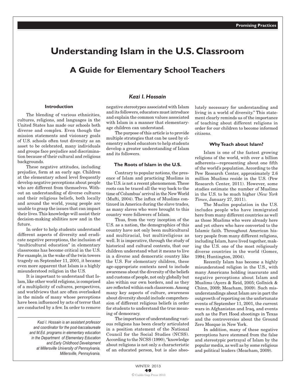 Understanding Islam in the U.S. Classroom