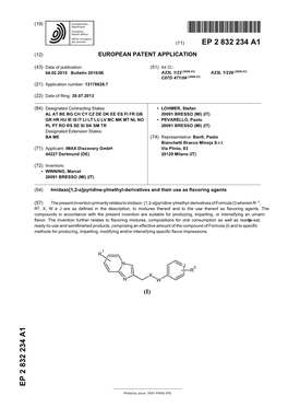 Imidazo[1,2-A]Pyridine-Ylmethyl-Derivatives and Their Use As Flavoring Agents