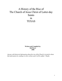 A History of the Rise of the Church of Jesus Christ of Latter-Day Saints in TEXAS