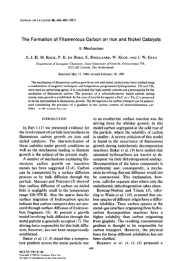 The Formation of Filamentous Carbon on Iron and Nickel Catalysts