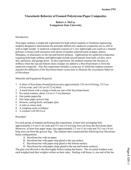 Viscoelastic Behavior of Foamed Polystyrene/Paper Composites