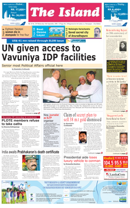 UN Given Access to Vavuniya IDP Facilities