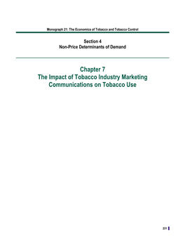 The Impact of Tobacco Industry Marketing Communications on Tobacco Use