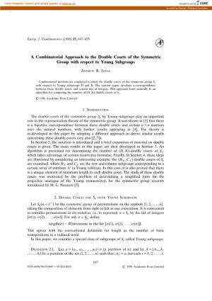 A Combinatorial Approach to the Double Cosets of the Symmetric Group with Respect to Young Subgroups