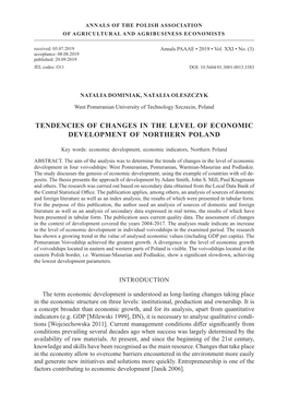 62 Tendencies of Changes in the Level of Economic