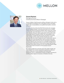 Vincent Reinhart Managing Director Chief Economist & Macro Strategist